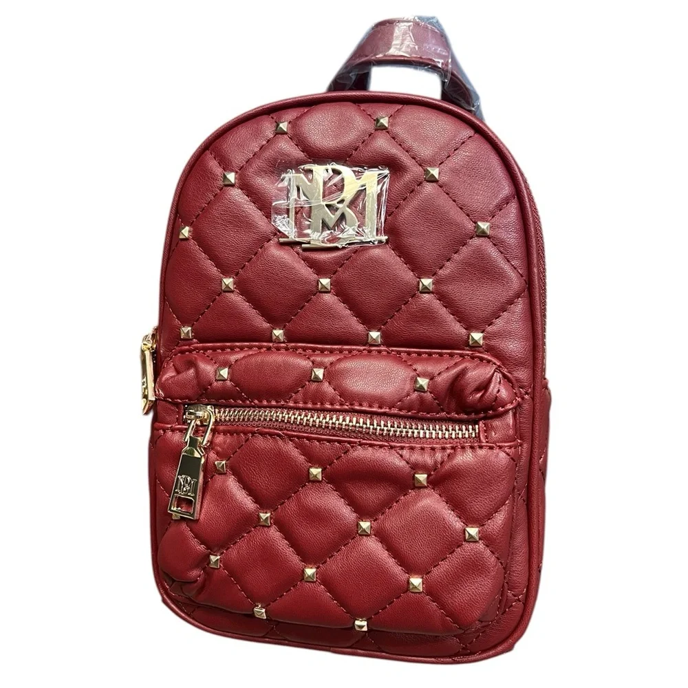 Badgley Mischka Small Diamond Quilted Studded Backpack NWT